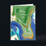 Blå och Grönt Faux Marble Personlig Birthday Kort<br><div class="desc">Personlig Birthday-kort för en son. Lägg till ett eget anpassat meddelande på insidan av den här grönten,  ett blått och guld-födelsedagskort.</div>
