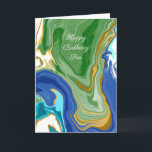 Blå och Grönt Faux Marble Personlig Birthday Kort<br><div class="desc">Personlig Birthday-kort för en son. Lägg till ett eget anpassat meddelande på insidan av den här grönten,  ett blått och guld-födelsedagskort.</div>