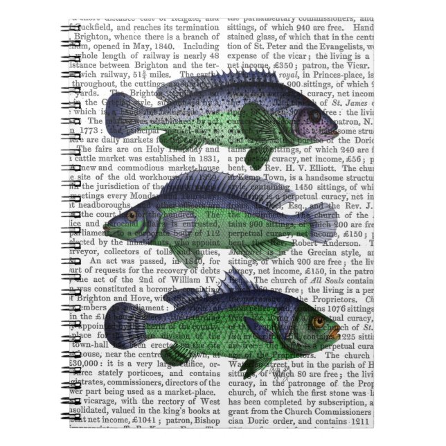 Blå och Grönt fisktrio Anteckningsbok (Framsidan)