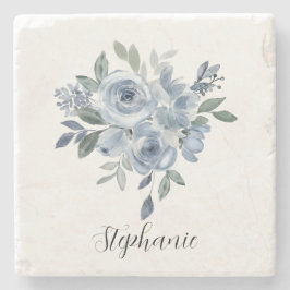 Blå och Grönt Flowers Stenunderlägg