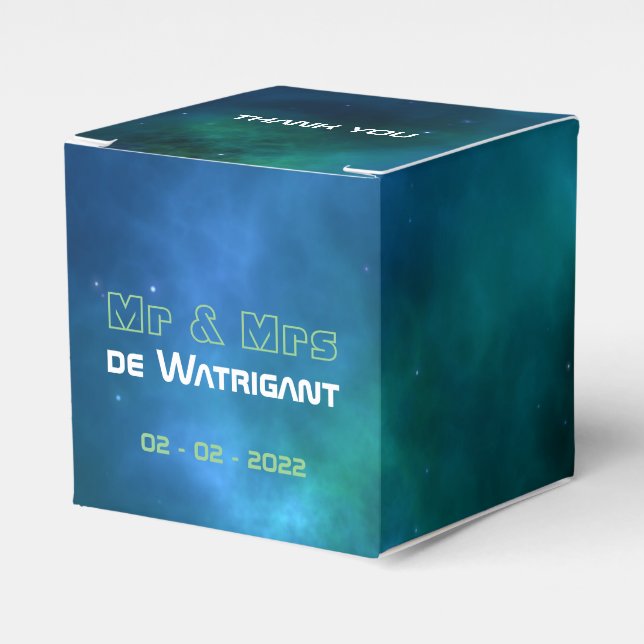 Blå och Grönt Galaxy Bröllop Presentaskar (Framsidan Sidan)