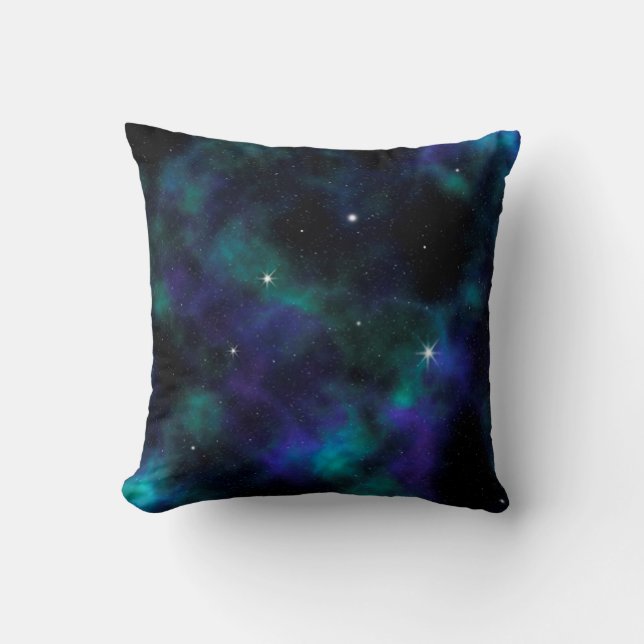 Blå och Grönt Galaxy Space Galactic Stars Kudde (Framsida)
