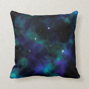 Blå och Grönt Galaxy Space Galactic Stars Kudde