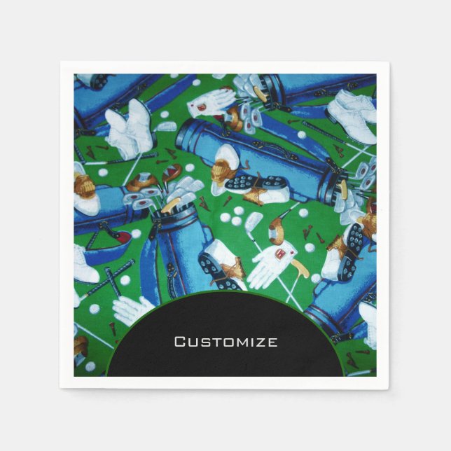 Blå och Grönt Golfing Pappersservett (Framsidan)
