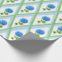 Blå och Grönt Grandmillenial Hydrangea Ditsy