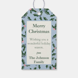 Blå och Grönt Holly Helgdag Presentetikett