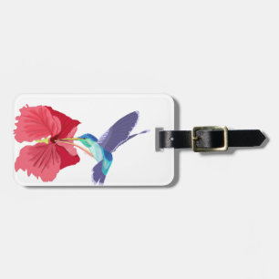 Blå och Grönt Hummingbird och röd Hibiscus Bagagebricka