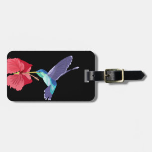 Blå och Grönt Hummingbird och röd Hibiscus Bagagebricka