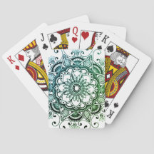 Blå och Grönt Mandala Deck of Cards