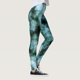 Blå och Grönt Marble Leggings