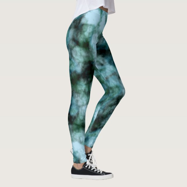 Blå och Grönt Marble Leggings (Höger)