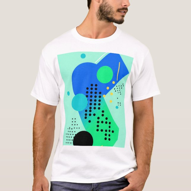 Blå och grönt med punkter t shirt (Framsida)