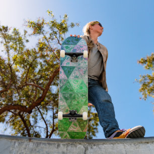 Blå och Grönt Mönster, blomma Skateboard Bräda 21,5 Cm