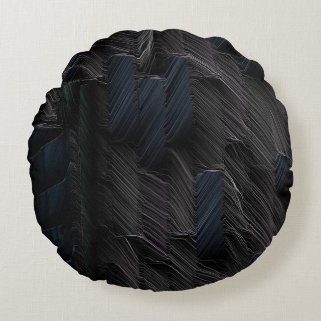 Blå och grönt på blåplastbehållare rund kudde (Framsidan)