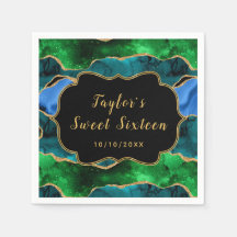 Blå och Grönt Peacock Agate-Sweet sixteen