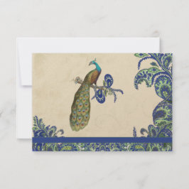 Blå och Grönt Peacock Bröllop Inbjudningar