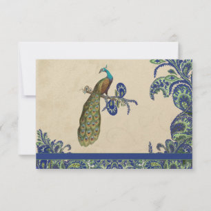 Blå och Grönt Peacock Bröllop Inbjudningar