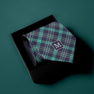 Blå och Grönt Play Mönster Monogrammed Slips