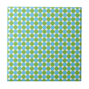 Blå och grönt polka dots mönster kakelplatta