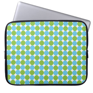 Blå och grönt polka dots mönster laptop sleeve