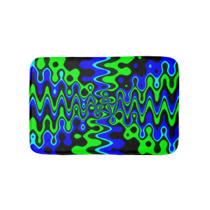 Blå och Grönt Psychedelic Art Bath Mat Badrumsmatta