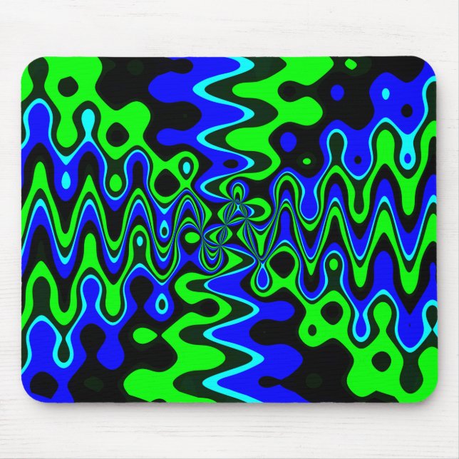 Blå och Grönt Psychedelic Mousepad Musmatta (Framsidan)