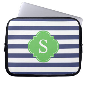 Blå och Grönt Rand Monogram Laptop Fodral