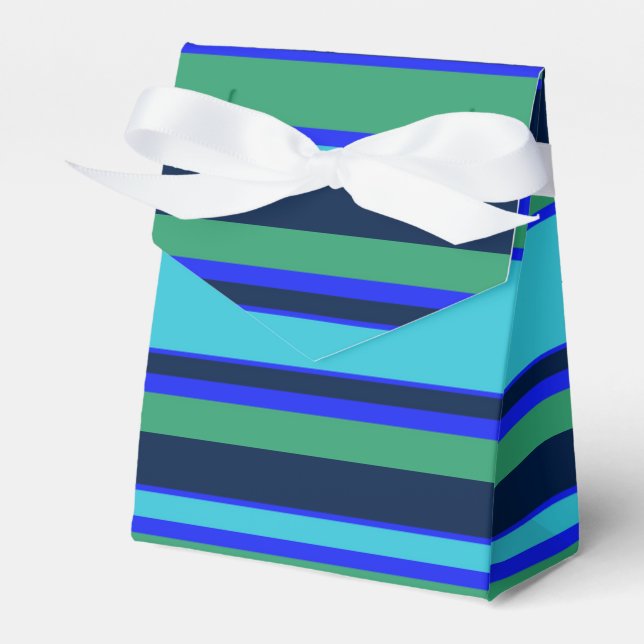 Blå och grönt rand presentaskar (Framsidan Sidan)