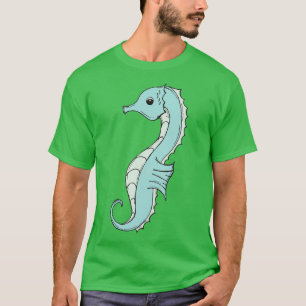 Blå och Grönt Seahorse T Shirt