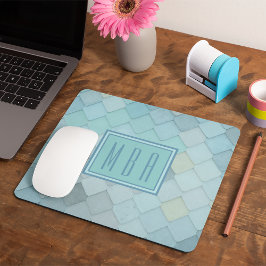 Blå och Grönt skalförändrar monogram Mousepad-mall Musmatta