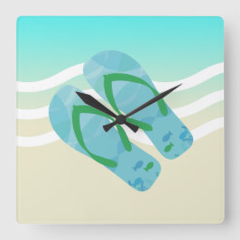 Blå och Grönt, sommarströ Vinkarare Flinflip flops Fyrkantig Klocka