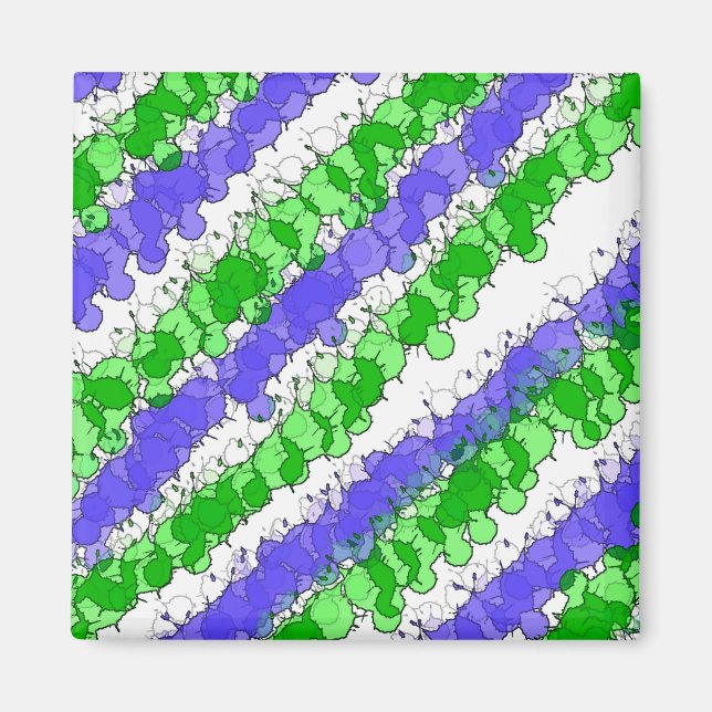 Blå och Grönt Splatter Distress Magnet (Framsidan)