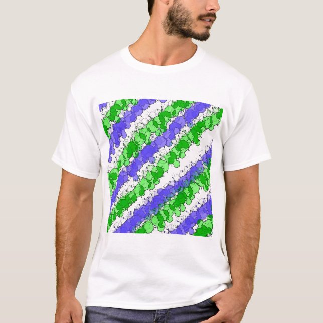 Blå och Grönt Splatter Distress T Shirt (Framsida)