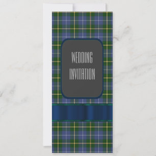 Blå och grönt tartan plaid bröllop inbjudningar