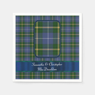 Blå och grönt tartan plaid bröllop pappersservett