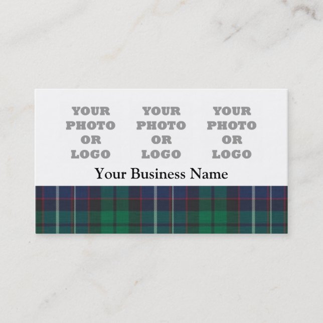 Blå och grönt tartan visitkort (Framsida)