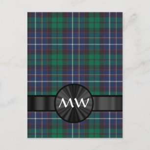 Blå och grönt tartan vykort