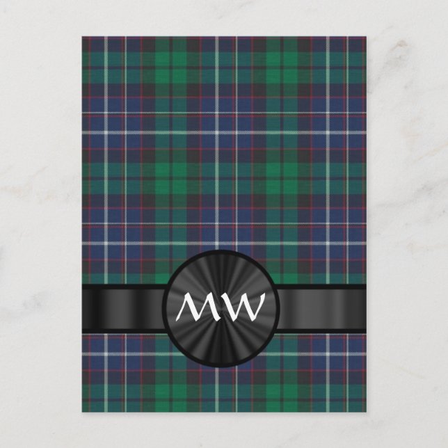 Blå och grönt tartan vykort (Framsida)