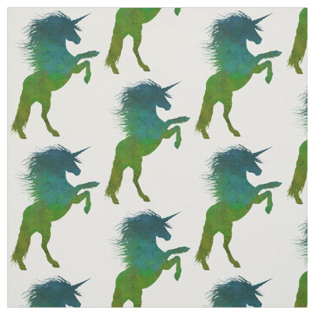 Blå och Grönt Unicorn Tyg (Provkarta)