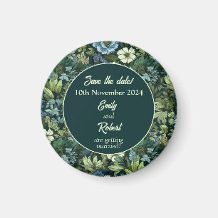 Blå och Grönt Victorian Wildblommor Romantic Magnet