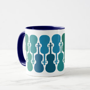 Blå och Grönt Violin Coffee Mugg (11 oz)