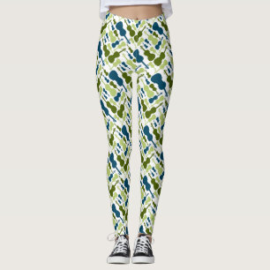 Blå och Grönt Violins Leggings