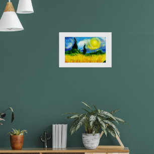 blå och gul abstrakt målning poster