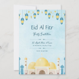 Blå och gul akvarell Eid-fest Inbjudningar