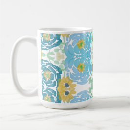 Blå och gul akvarellblomma kaffemugg