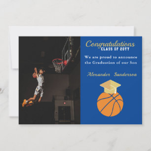 Blå och gul basketboll-examen Annonsering Meddelande