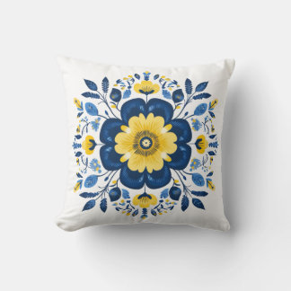 Blå och gul blomster kudde