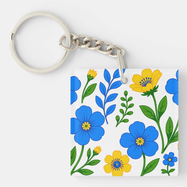 Blå och gul blomsterbotanisk design (Framsidan)