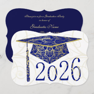 Blå och gul blomsterkåpa 2026 examensfest inbjudningar