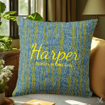 Blå och gul Denim-struktur | Anpassad rustik hemde